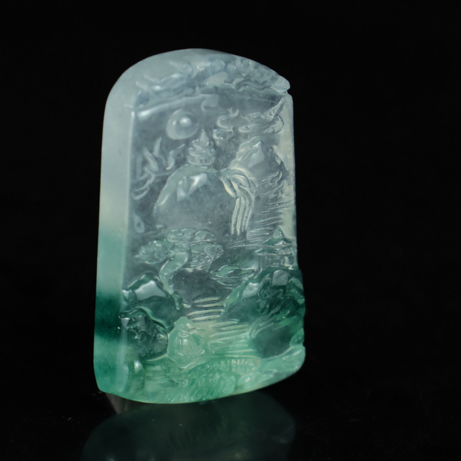 An Exquisite Jadeite Landscape Pattern Pendant - 3