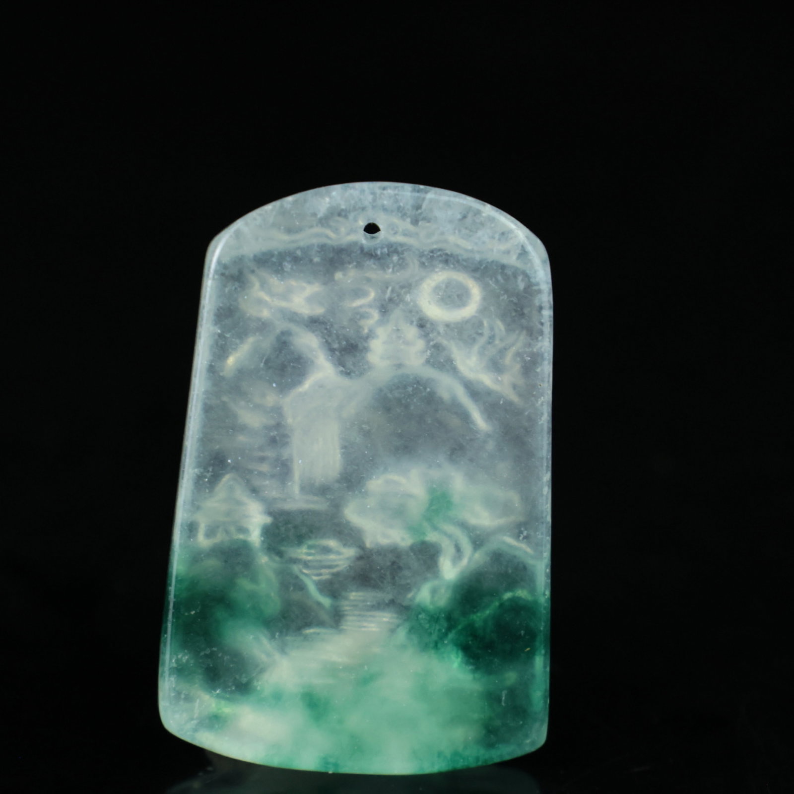 An Exquisite Jadeite Landscape Pattern Pendant - 5