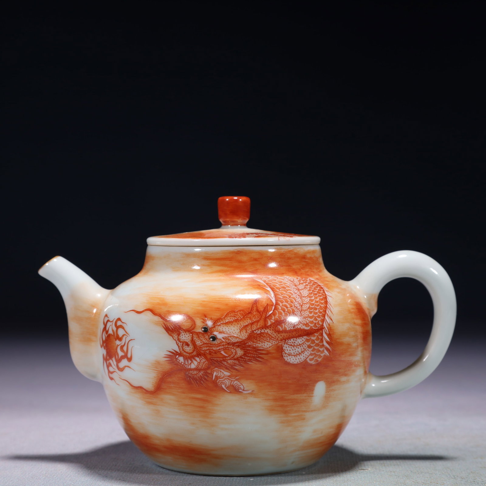 An Exquisite Iron-Red Dragon Pattern Teapot (1 of 9)