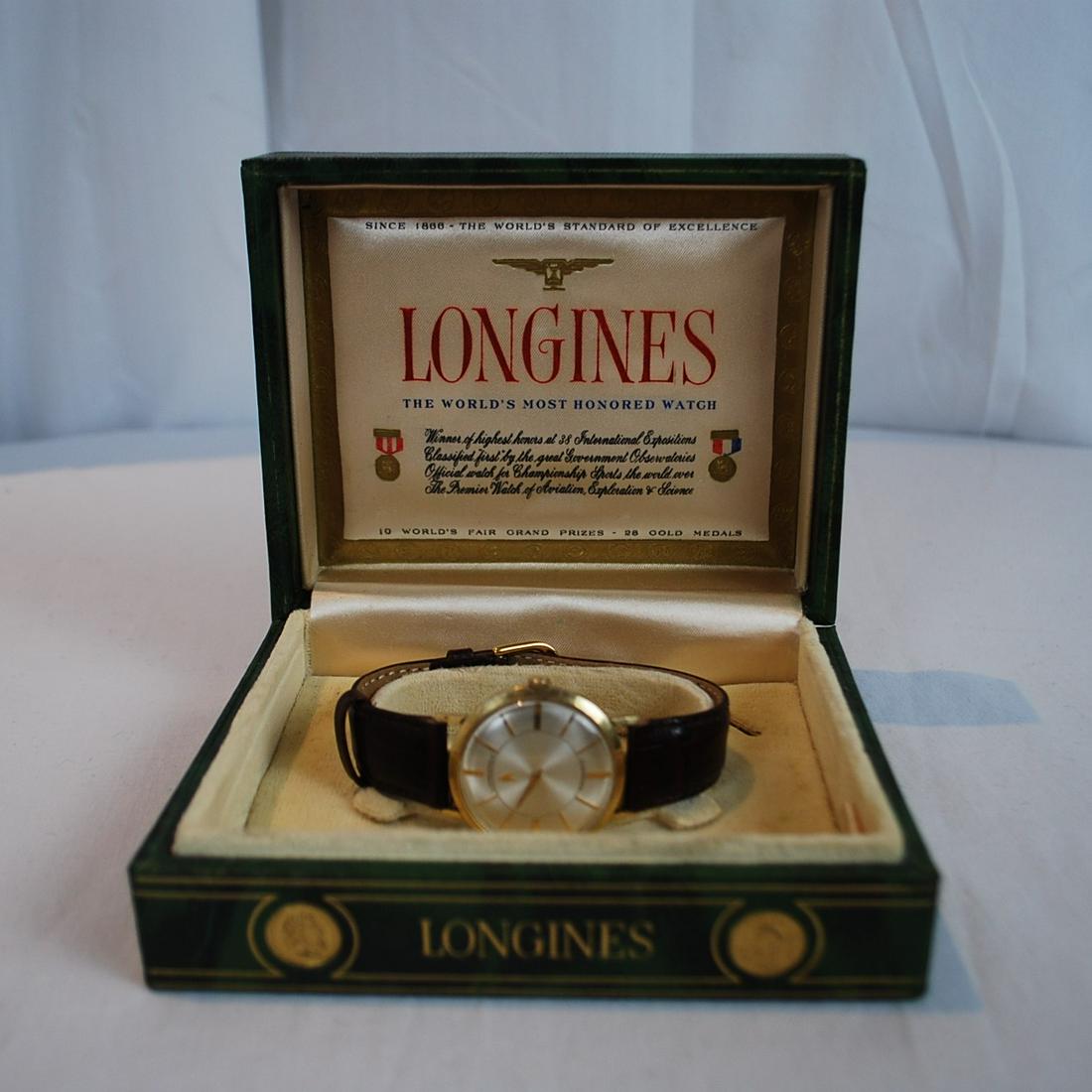 Longines 14K gold watch with Italian Crocodile strap (1 of 5)