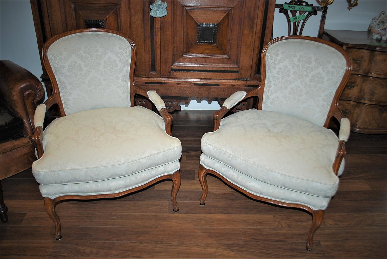 Two white/Cream Antique Side Chairs (1 of 5)