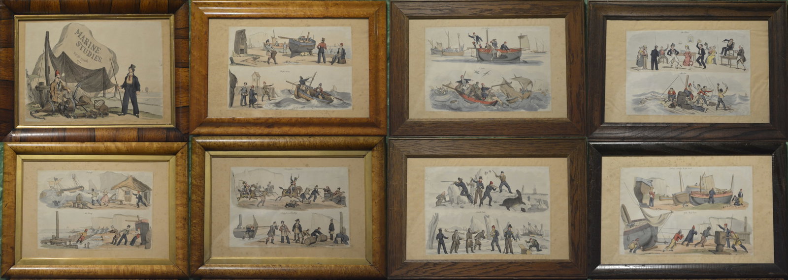 Rare and important set of Marine studies by William Health: Title: Set of 8 Marine studies Creator: William Heath (1794-1840) Height: 8.5 inches Width: 12.5 inches