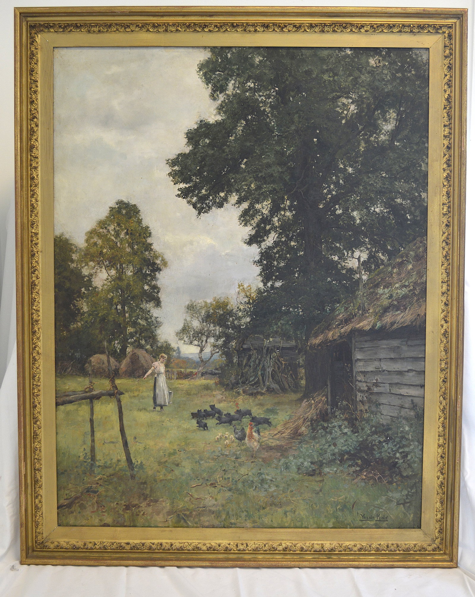 Henry John YEEND-KING (1855-1924) Country Landscape: Henry John YEEND-KING (1855-1924) Country landscape. Henry John Yeend King was a British artist best known for his paintings of rustic English farms and young women strolling in the countryside. His t