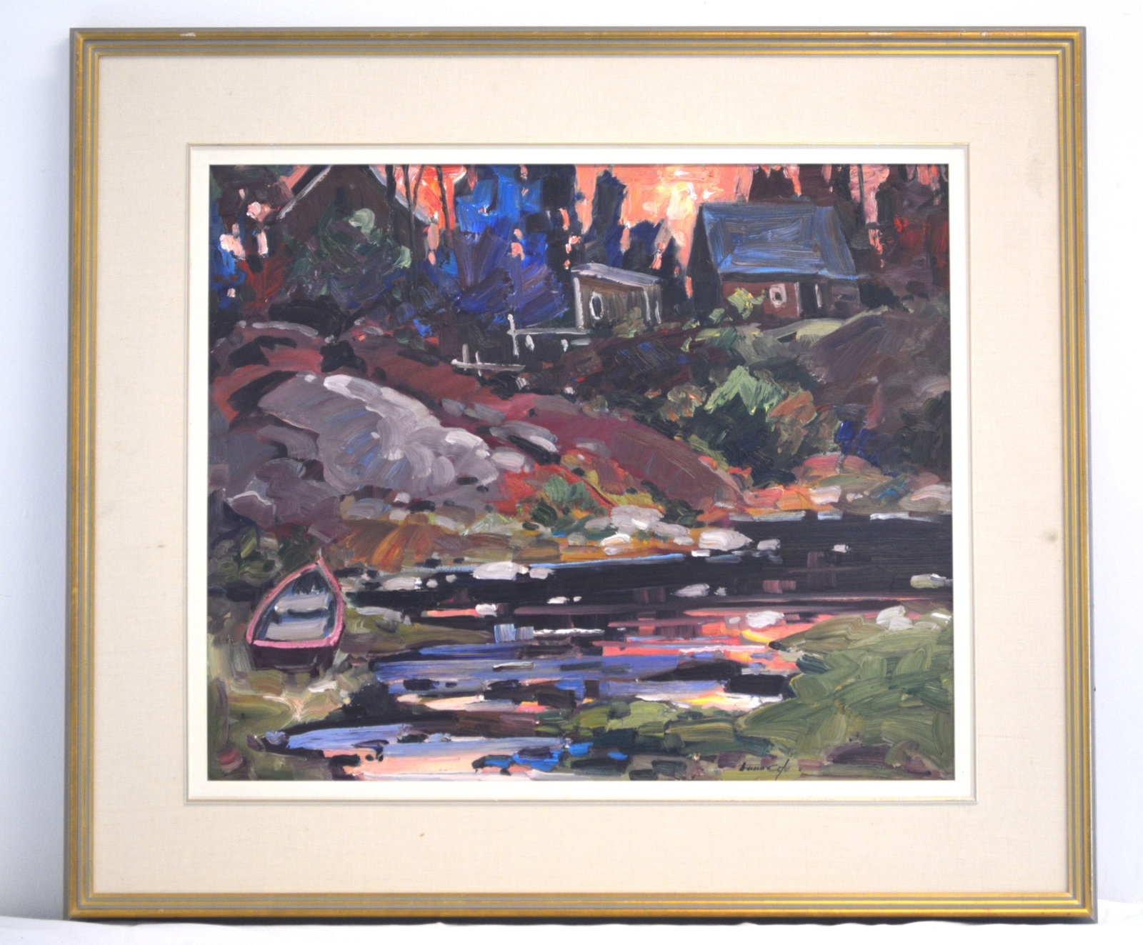 Oil on board of Cabin in Woods: Bruno Côté (1940-2010) Port au Persil. Dated 1991: Oil on board of Cabin in Woods: Bruno Côté (1940-2010) Port au Persil. Dated 1991 Materials: Oil on board of cabin in woods. Creator: Bruno Cote Measures: 20 inches H x 24 inches canvas only and mea