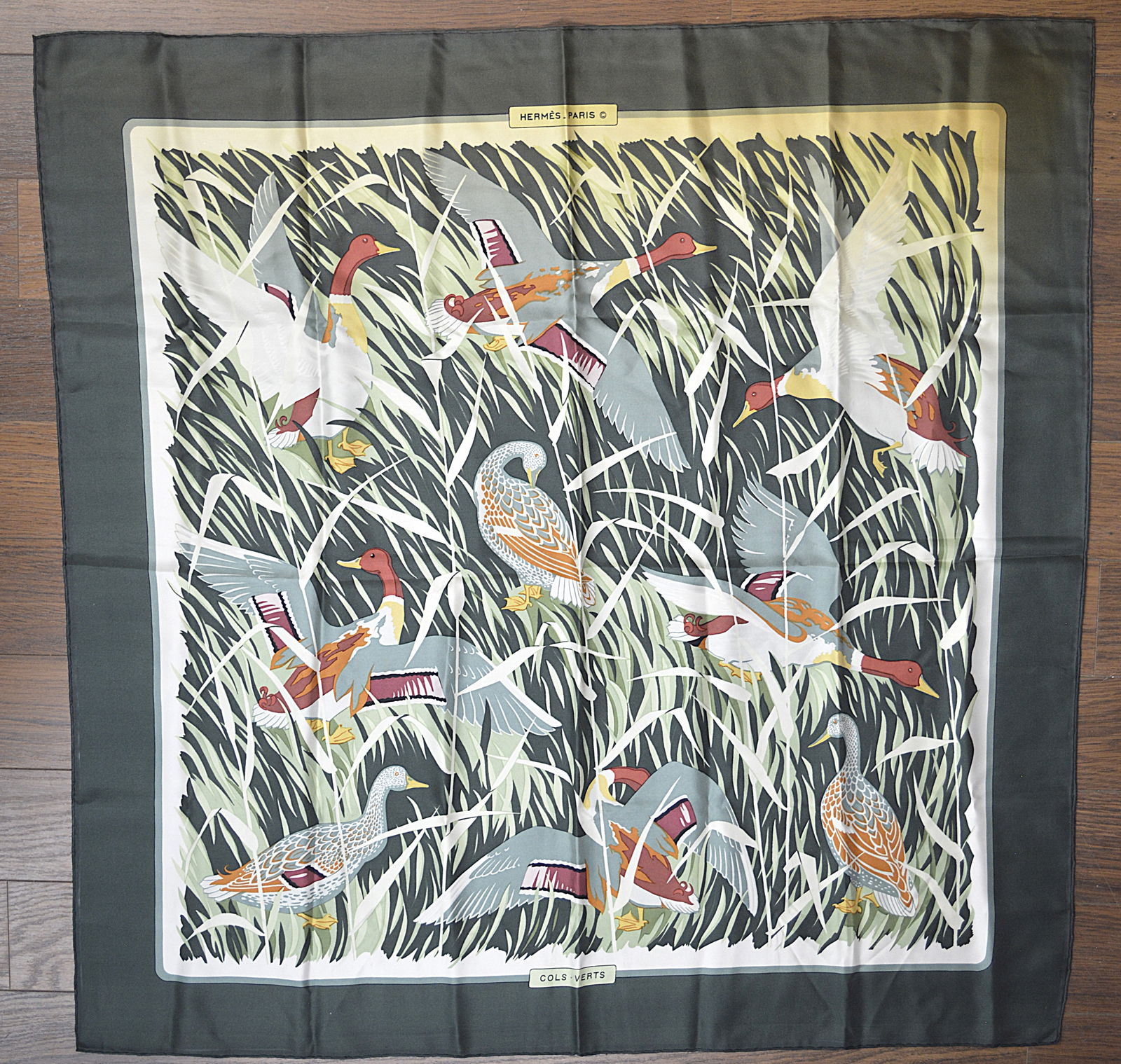 Hermes Silk Scarf Depicting Ducks: Hermes silk scarf depicting ducks Measures: 34 inches square