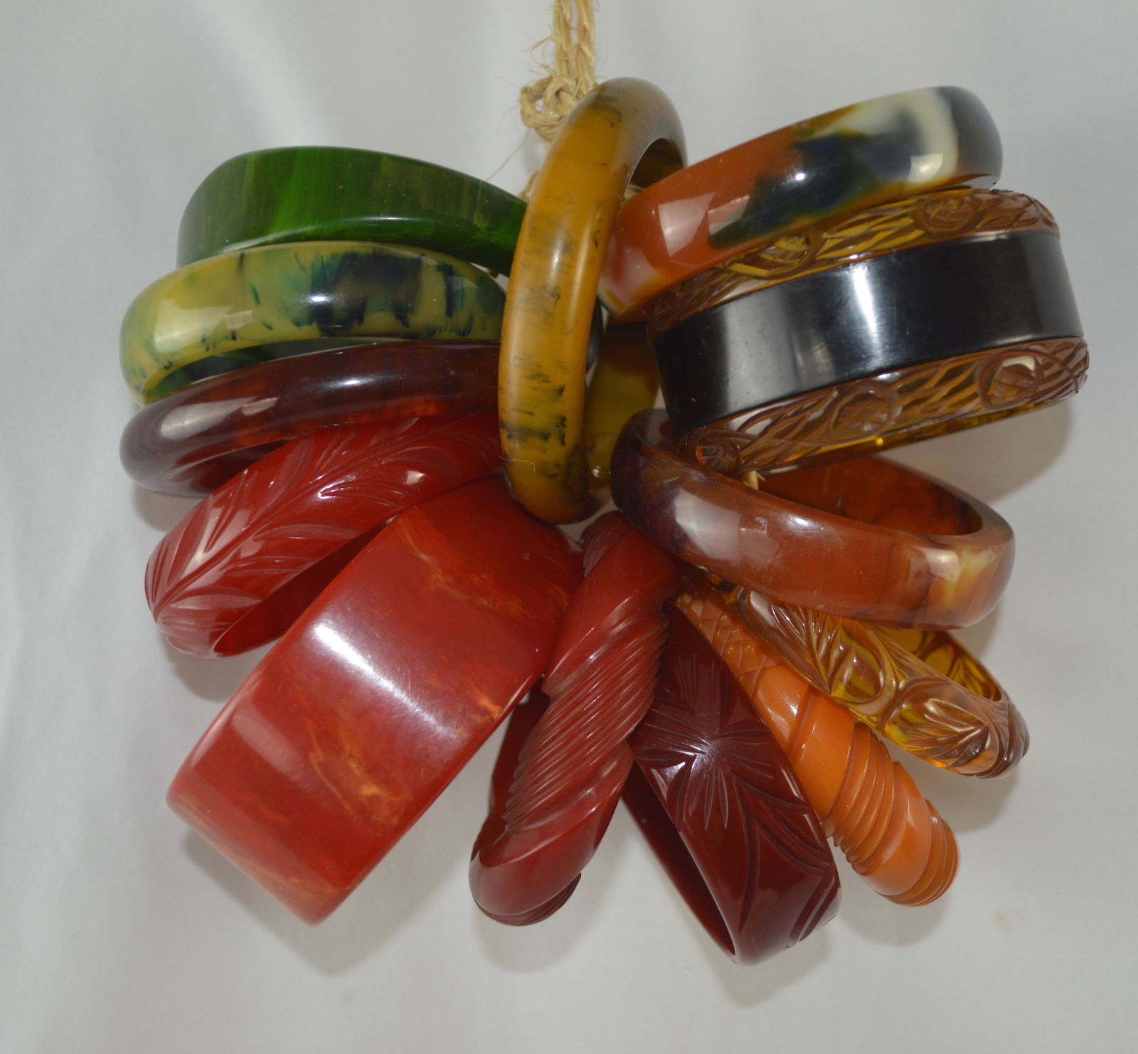 Thirteen Bakelite Cuff Bracelets: 13 mostly Bakelite Cuff Bracelets.