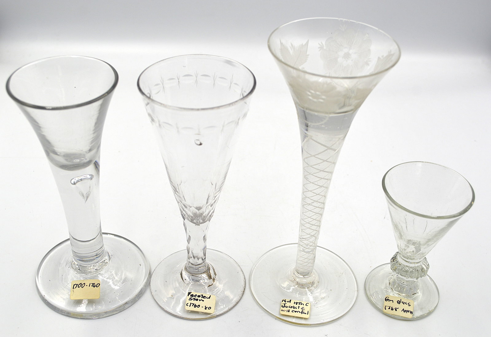 Four 17th and 18th century Stemware Glasses: Four 17th and 18th century Stemware Glasses.