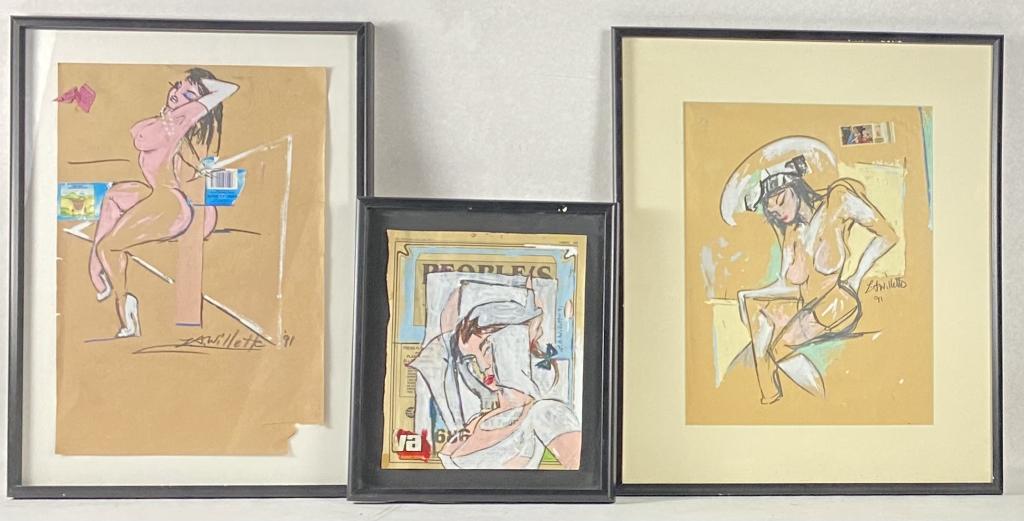 (3) Lawrence Willette Mixed Media On Paper (1 of 5)