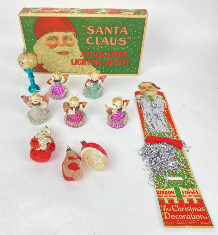 Antique Christmas Ornaments & Tinsel w/ Boxes (1 of 5)