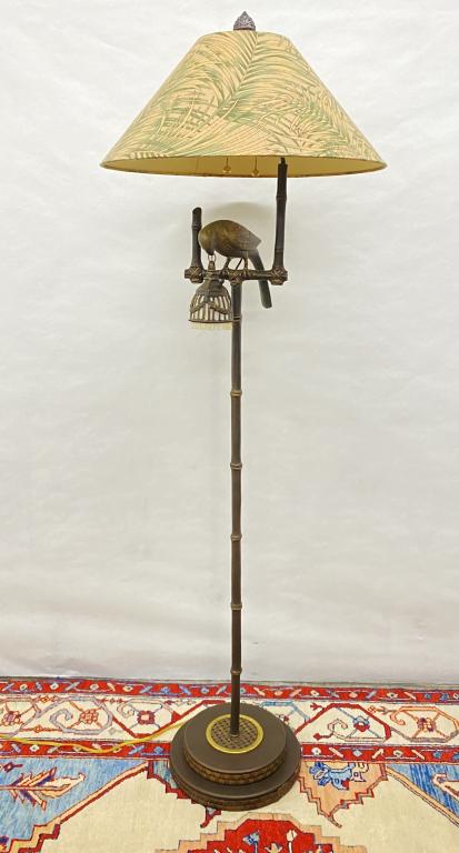 Vintage Frederick Cooper Standing Parrot Lamp: w/ Extra Shade (Both shades Frederick Cooper) 5'4" Tall