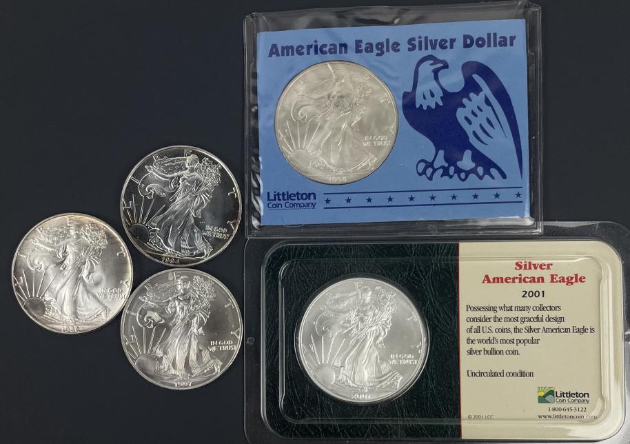 (5) American Silver Eagles w/ Better Dates: 1986 (first year), 1994, 1997, 1998, 2001