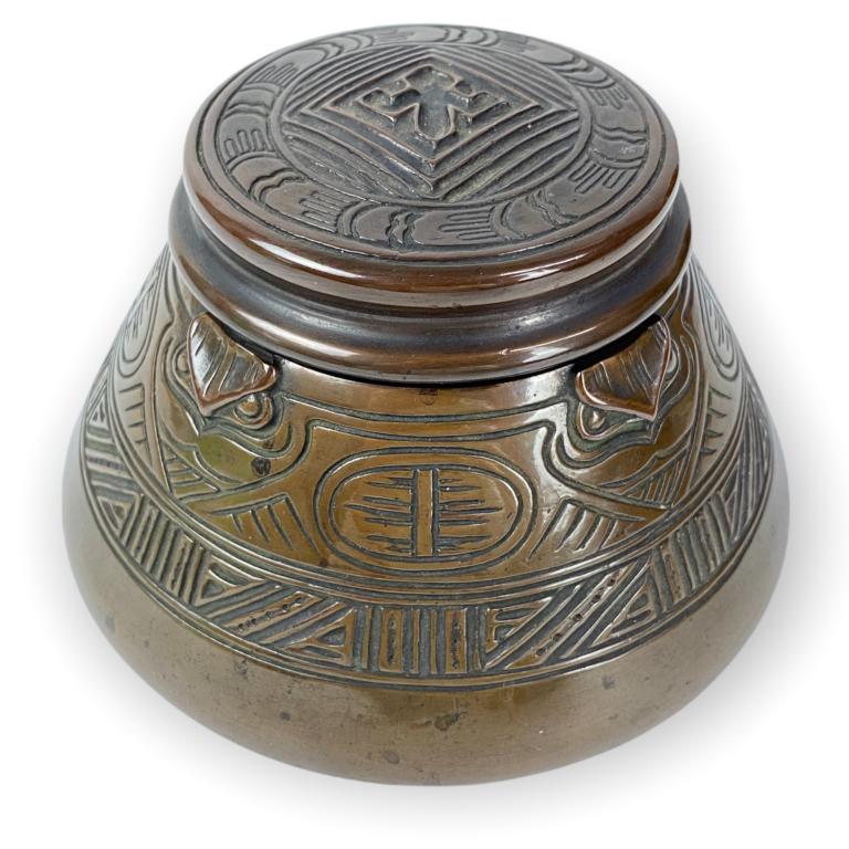 Tiffany Studios American Indian Bronze Inkwell (1 of 7)