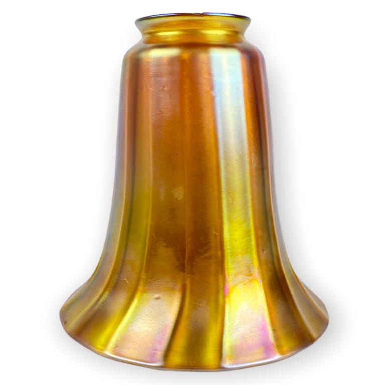 Quezal Signed Iridescent Gold Lamp Shade (1 of 6)