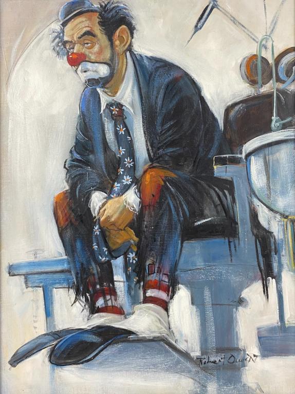 Robert Owen Oil On Canvas Seated Clown (1 of 3)
