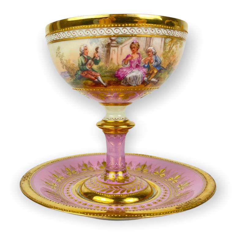 Dresden Pink Ambrosias Lamm Footed Cup & Saucer (1 of 9)