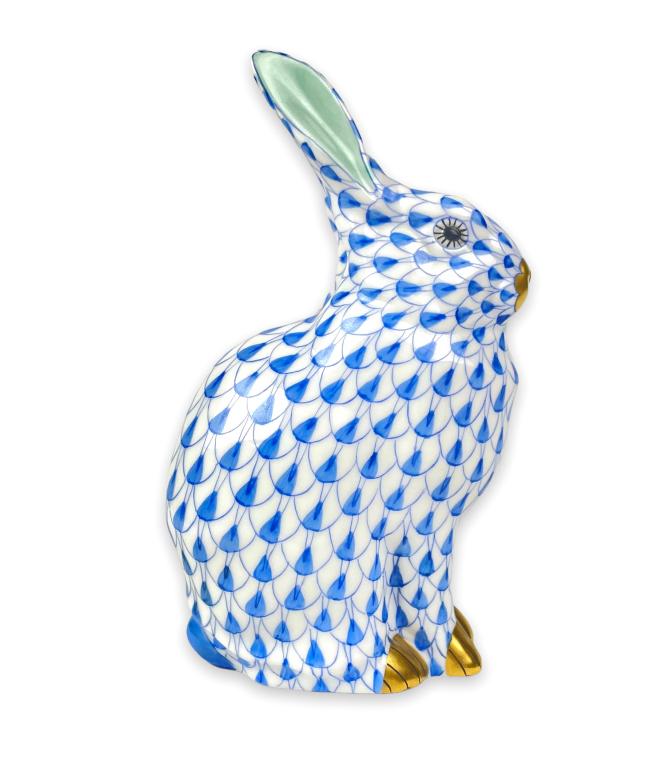 Herend Fishnet Blue Bunny Figurine (1 of 6)