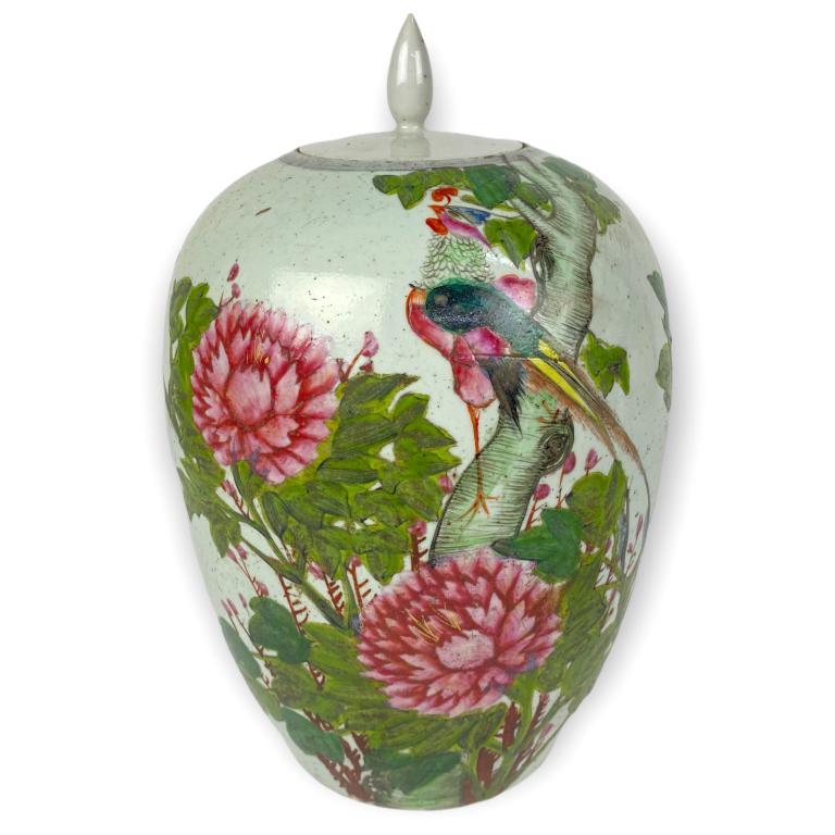 Large Chinese Hand Painted Lidded Ginger Jar (1 of 9)