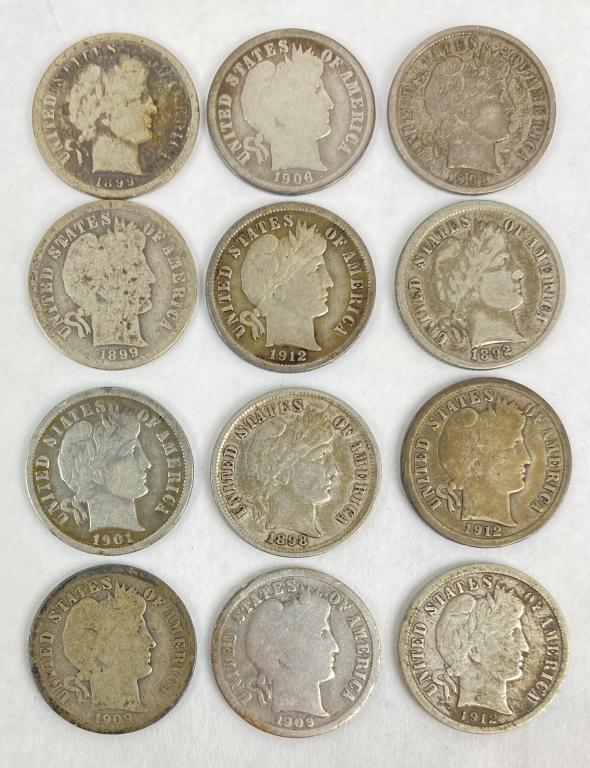 (12) US Barber Silver Dimes (1 of 6)