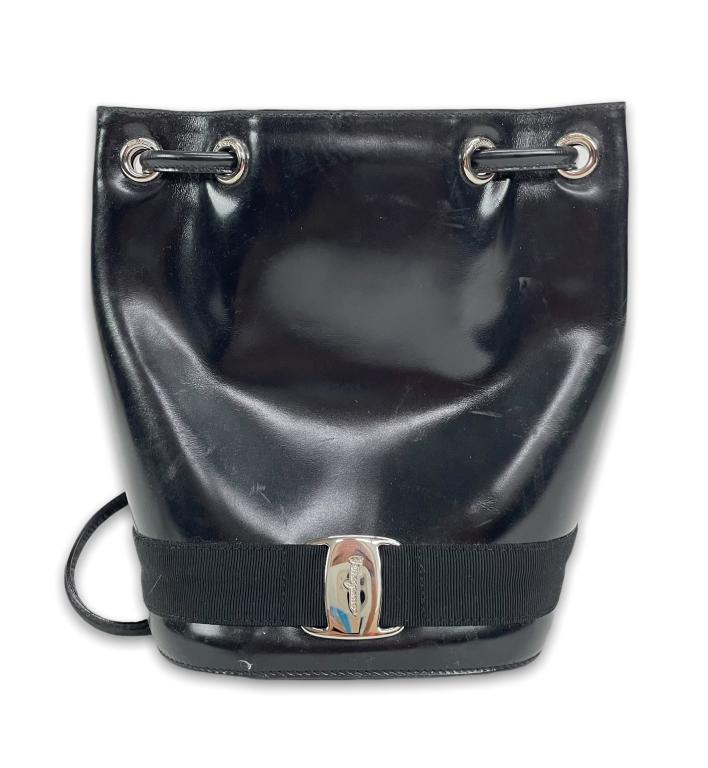 Salvatore Ferragamo Black Draw String Backpack (1 of 8)