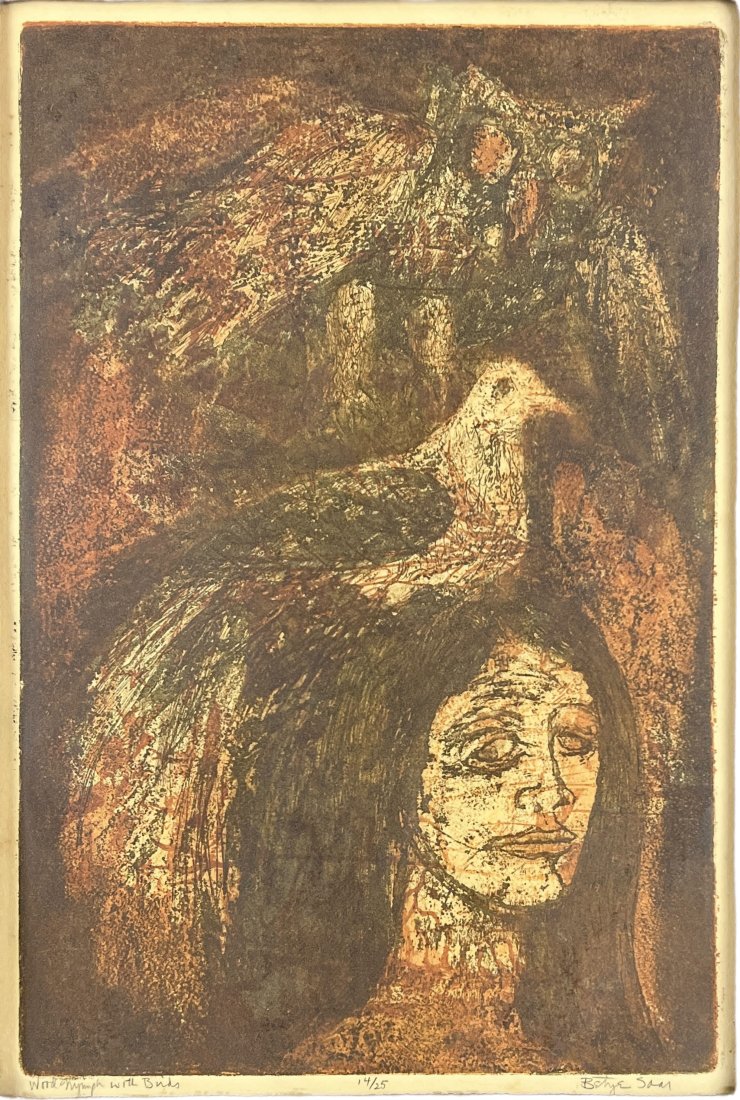 Betye Saar "Wood Nymph with Birds" Color Etching (1 of 6)
