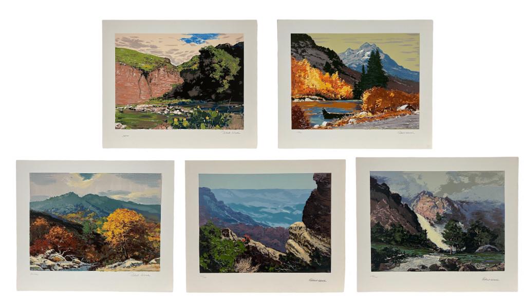 Robert Wood Portfolio (5) Lithographs 214/1000: Each Litho 24"x20" Good condition save first image has slight crease at top center margin.