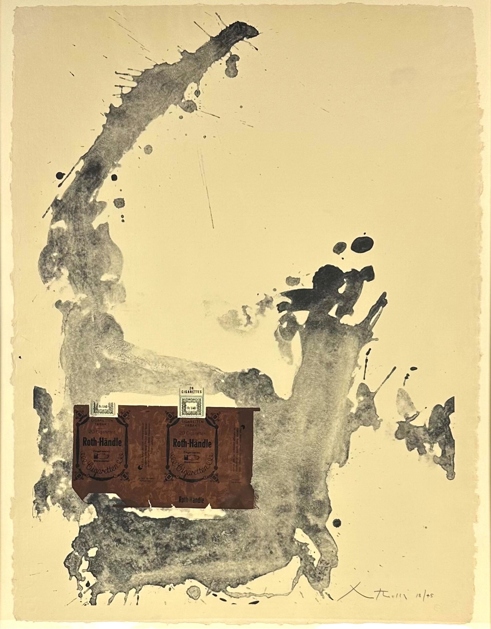 Robert Motherwell "Tobacco Roth" Lithograph1975: Hand Signed and Numbered 18/45 Lower Right Image in good condition with minor nicks to frame. Image: 41" x 31" Frame: 45.5" x 35.5"
