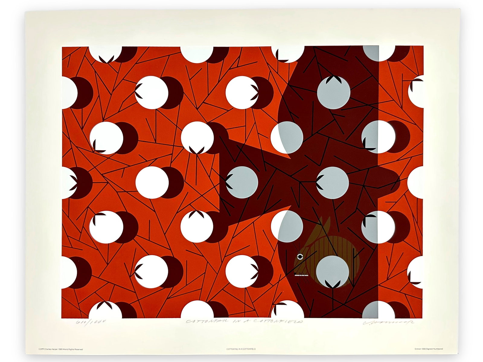 Charley Harper "Cottontail In A Cottonfield" 1989 (1 of 6)