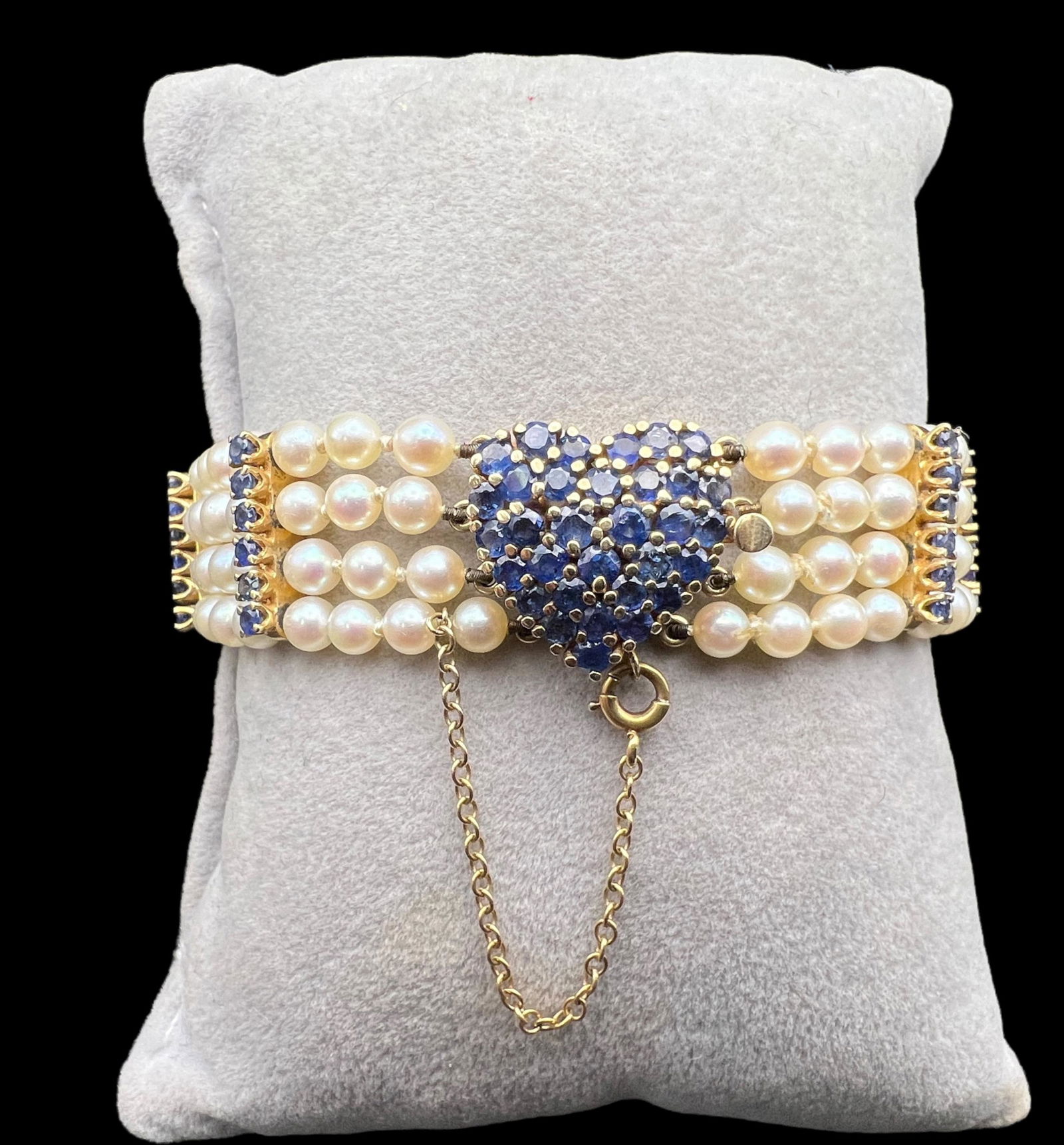 Rare Tiffany & Co 14K Pearl Bracelet w/ Sapphire (1 of 10)