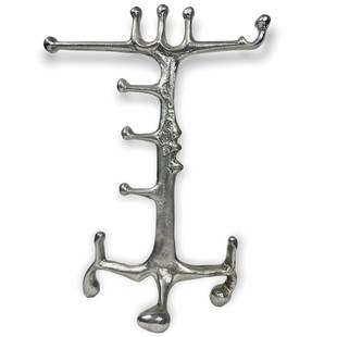 Donald Drumm Aluminum Jewelry Stand: Height: 14" Width: 10.5" Piece is in good condition with no issues seen.