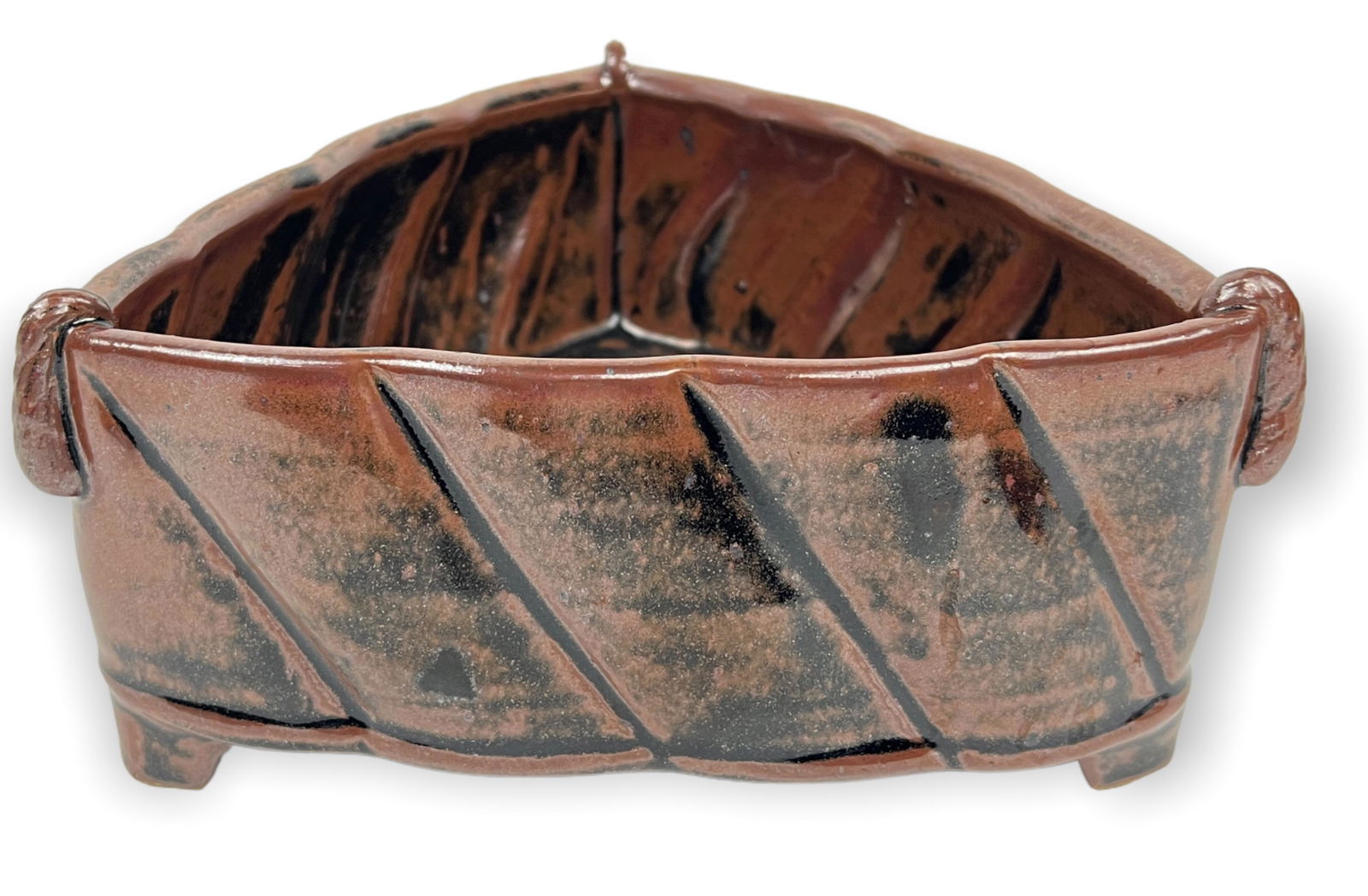 Jeff Oestreich Pottery Triangular Bowl Signed (1 of 5)
