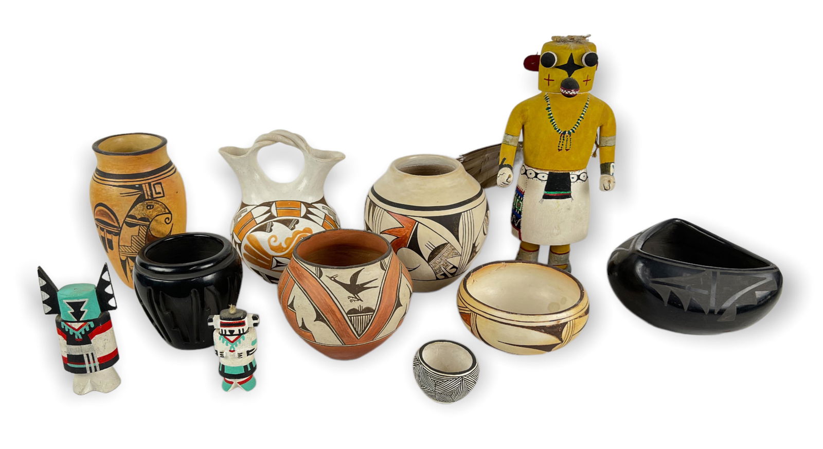 (8pc) Southwestern Pottery & (3) Kachina Dolls (1 of 9)