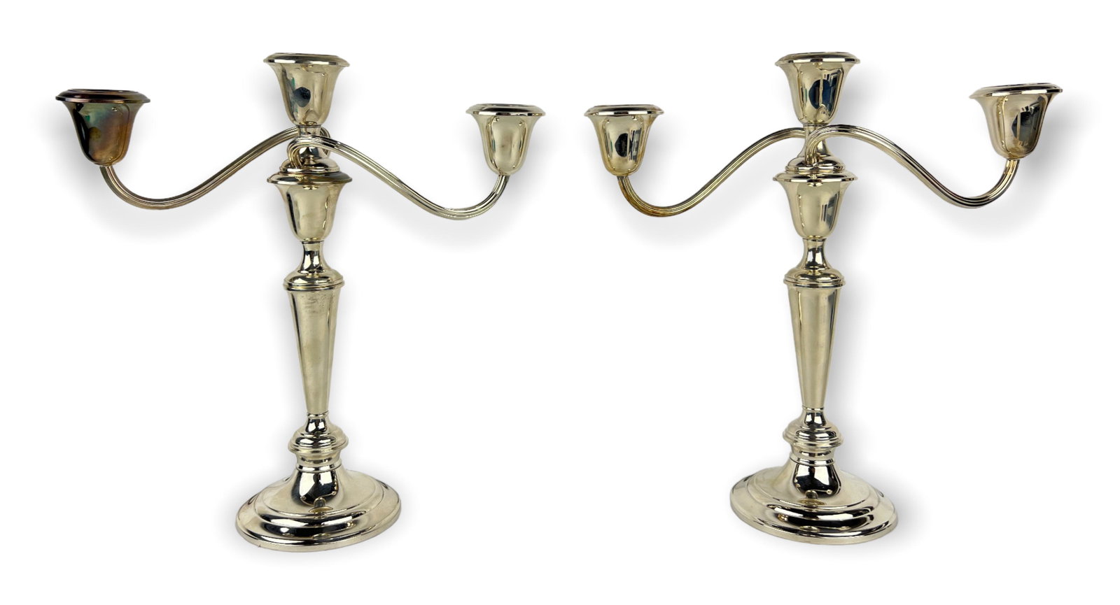 (2) Gorham 808/1 Weighted Candlesticks: Very Good Condition 11" Tall