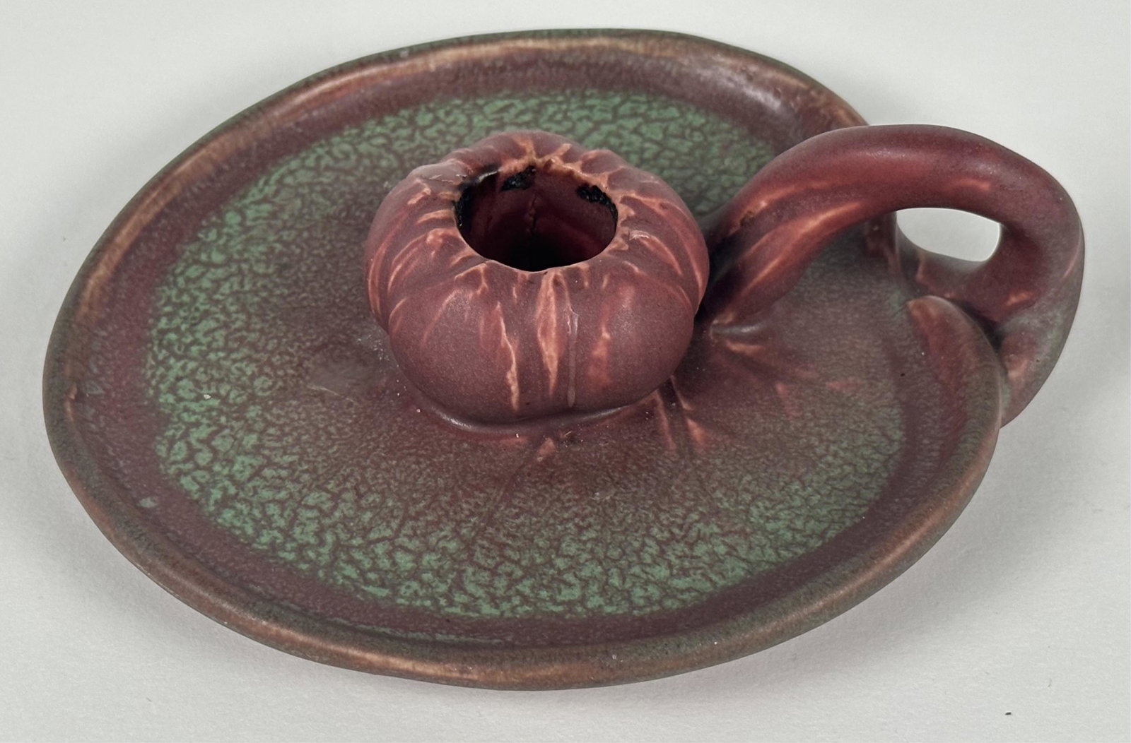 Rookwood #1067 Candle Holder: Width: 5.5" Note: hairline crack at base not visible at top