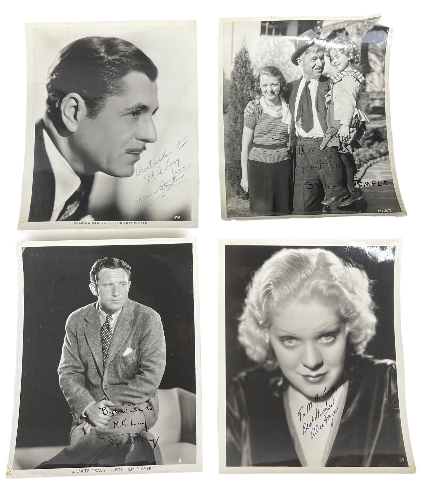 (4) Vintage Autographed Photos Fox Studio Actors (1 of 8)