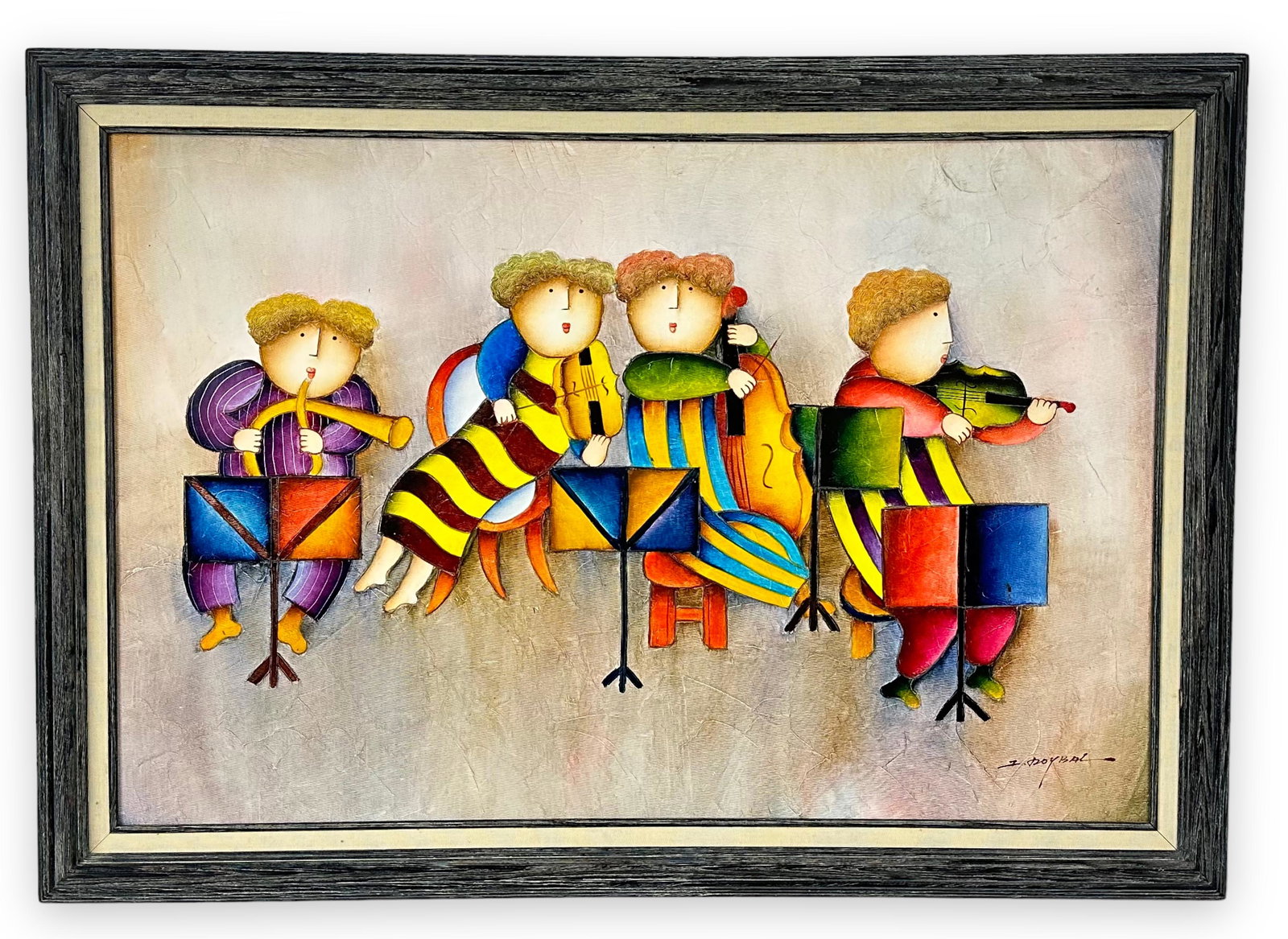 Joyce Roybal 'Musicians' Oil on Canvas (1 of 3)