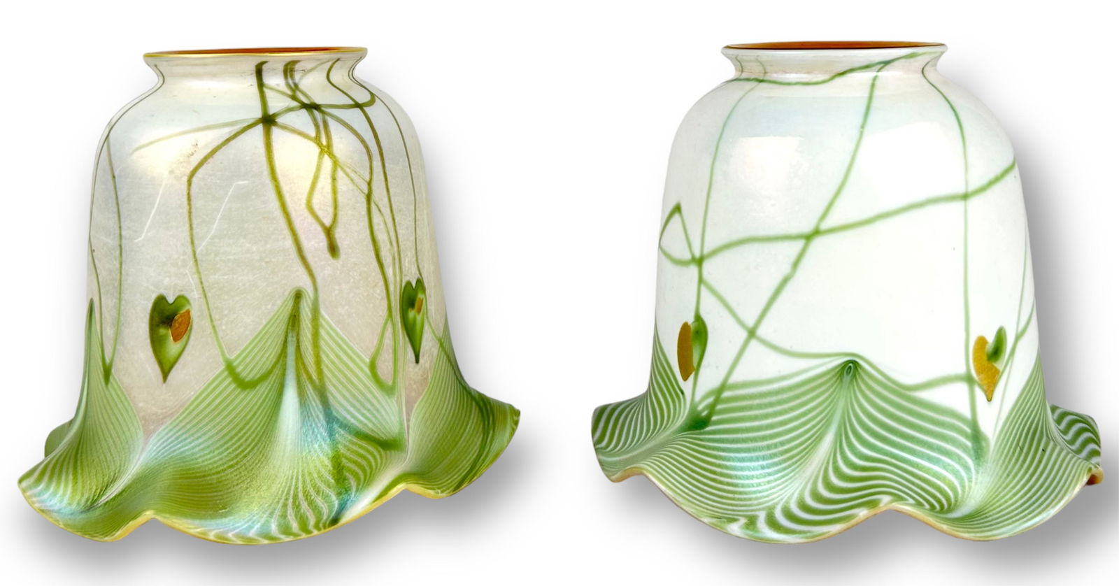 (2) Steuben Heart & Vine Glass Lamp Shades (1 of 5)