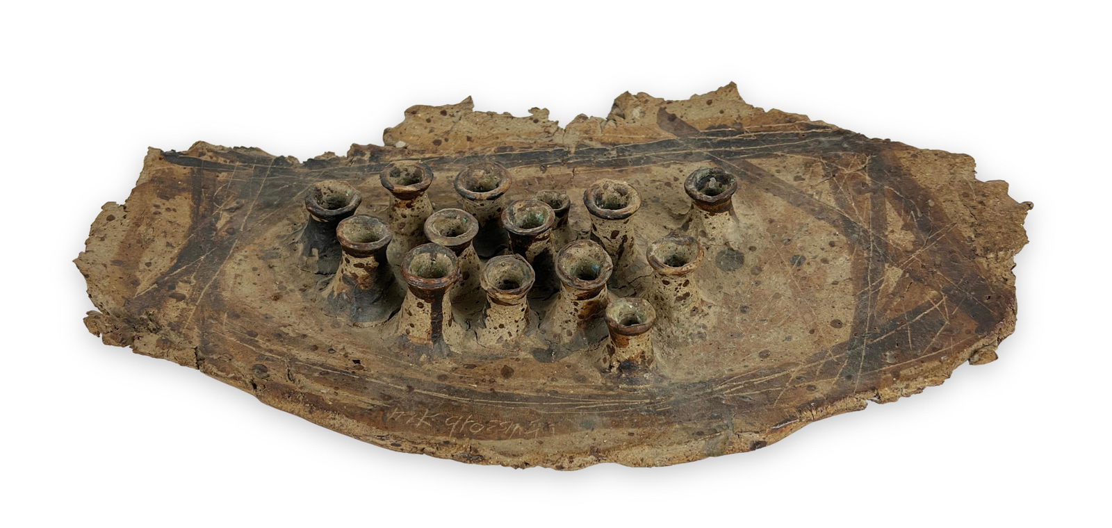 Maurice Grossman Studio Pottery Candlesticks: Width: 15" Depth: 9" Piece is in very good condition.