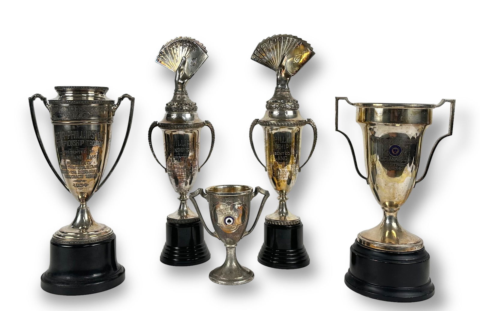 (5) Vintage Silver Plated Bridge Trophies 1934-40 (1 of 8)