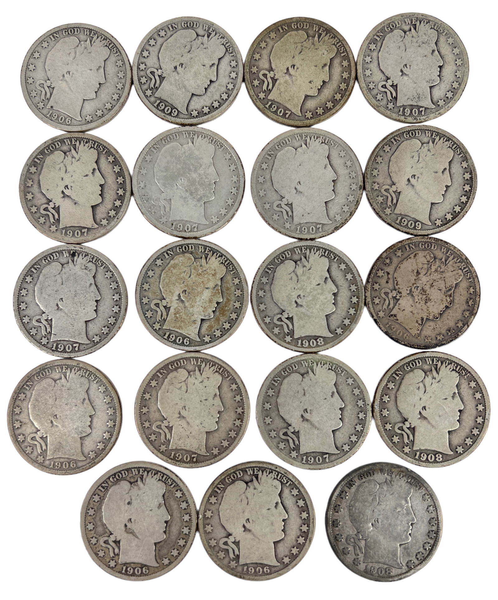(19) Assorted Barber Half Dollars (1 of 2)