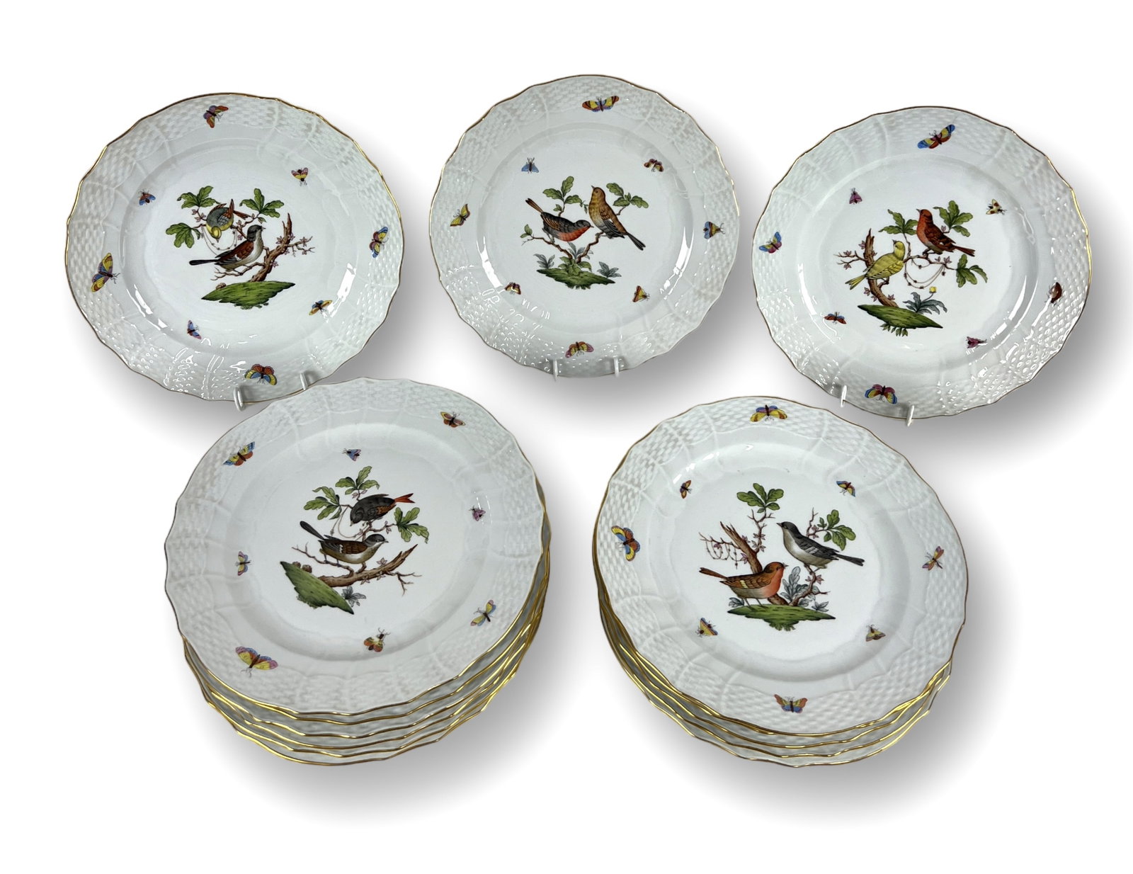 (14) Herend Rothschild Bird Service Plates Charger (1 of 8)