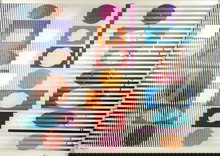 Yaacov Agam "Poly Meta" Agamograph: Hand signed and numbered 93/99 Image: 11" x 15 1/2" Frame: 21" x 25 1/2" Condition: In good condition.