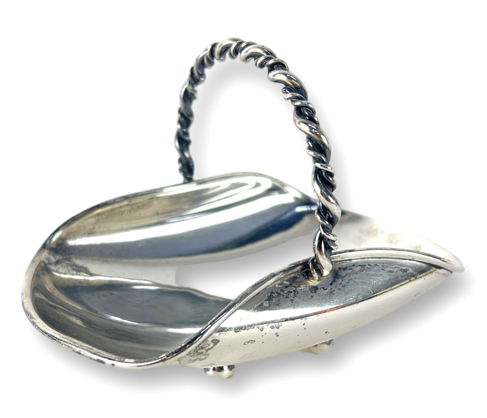Cartier Sterling Silver Footed Basket w/ Handle (1 of 3)