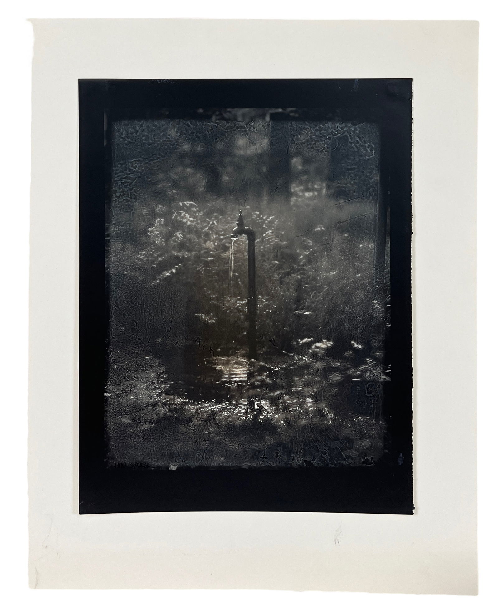Jan Saudek 'Water Spicket' Silver Gelatin: Hand signed. Photo: 11 1/2" x 15" Condition: Image and matting are in very good condition.