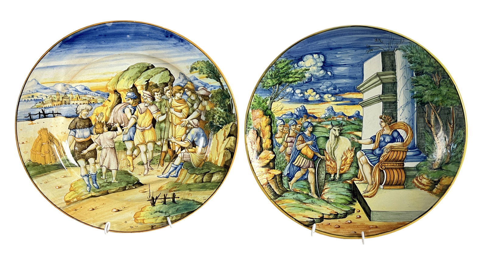(2) Large Majolica Chargers / Dishes (1 of 6)