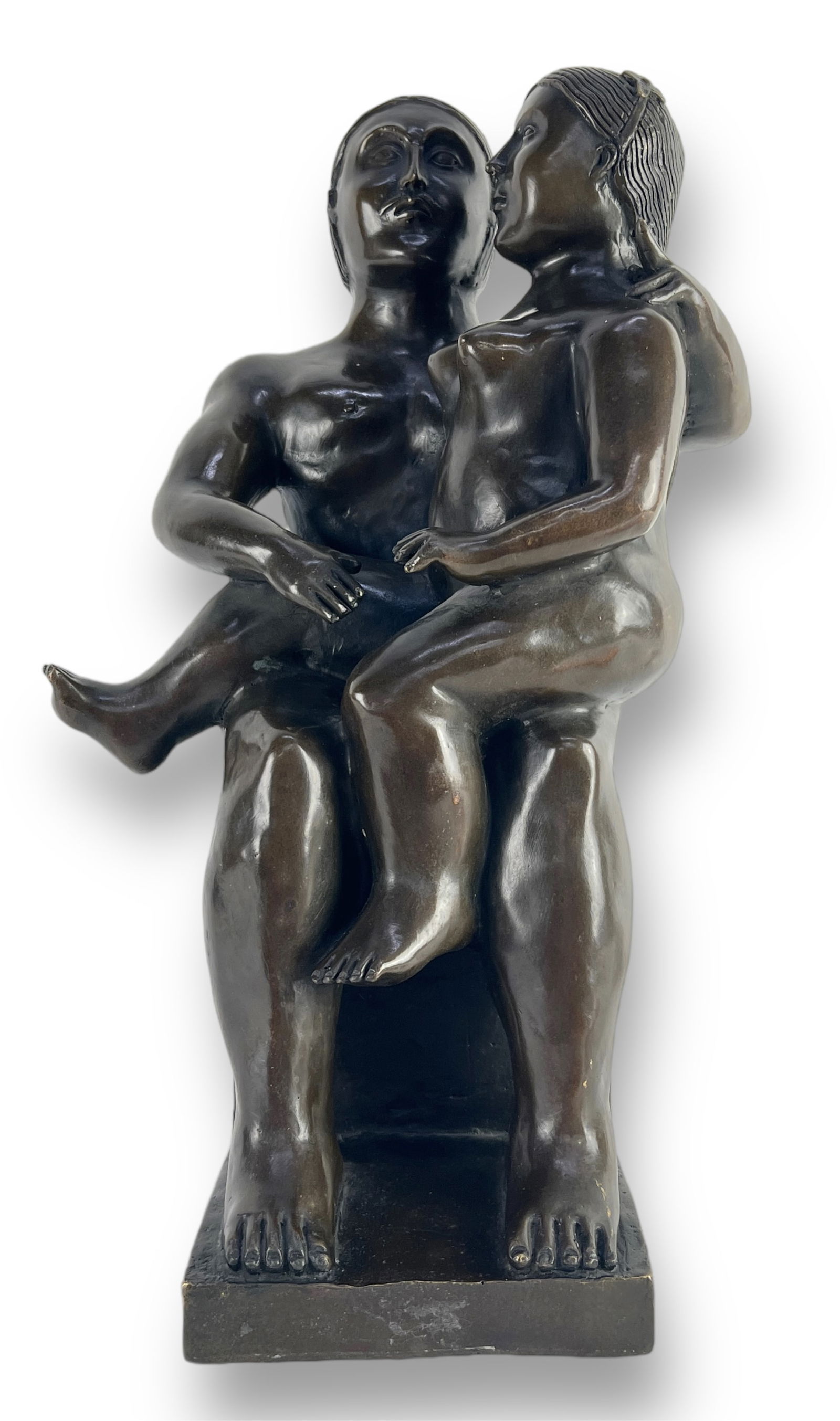 After Fernando Botero "Nude Couple" Bronze: 17" tall x 6" wide x 8 1/2" deep European Bronze Finery Stamp on base. Condition: Very Good. No issues seen.