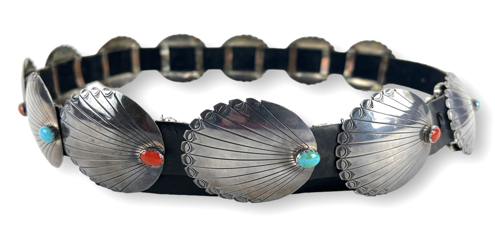 Irv Monte Navajo Sterling Leather Belt (1 of 5)