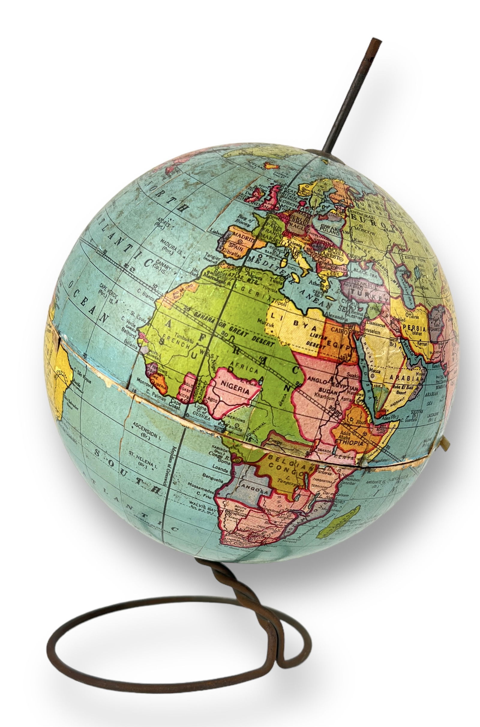 Antique Weber Costello Early 1900's World Globe 6" (1 of 6)