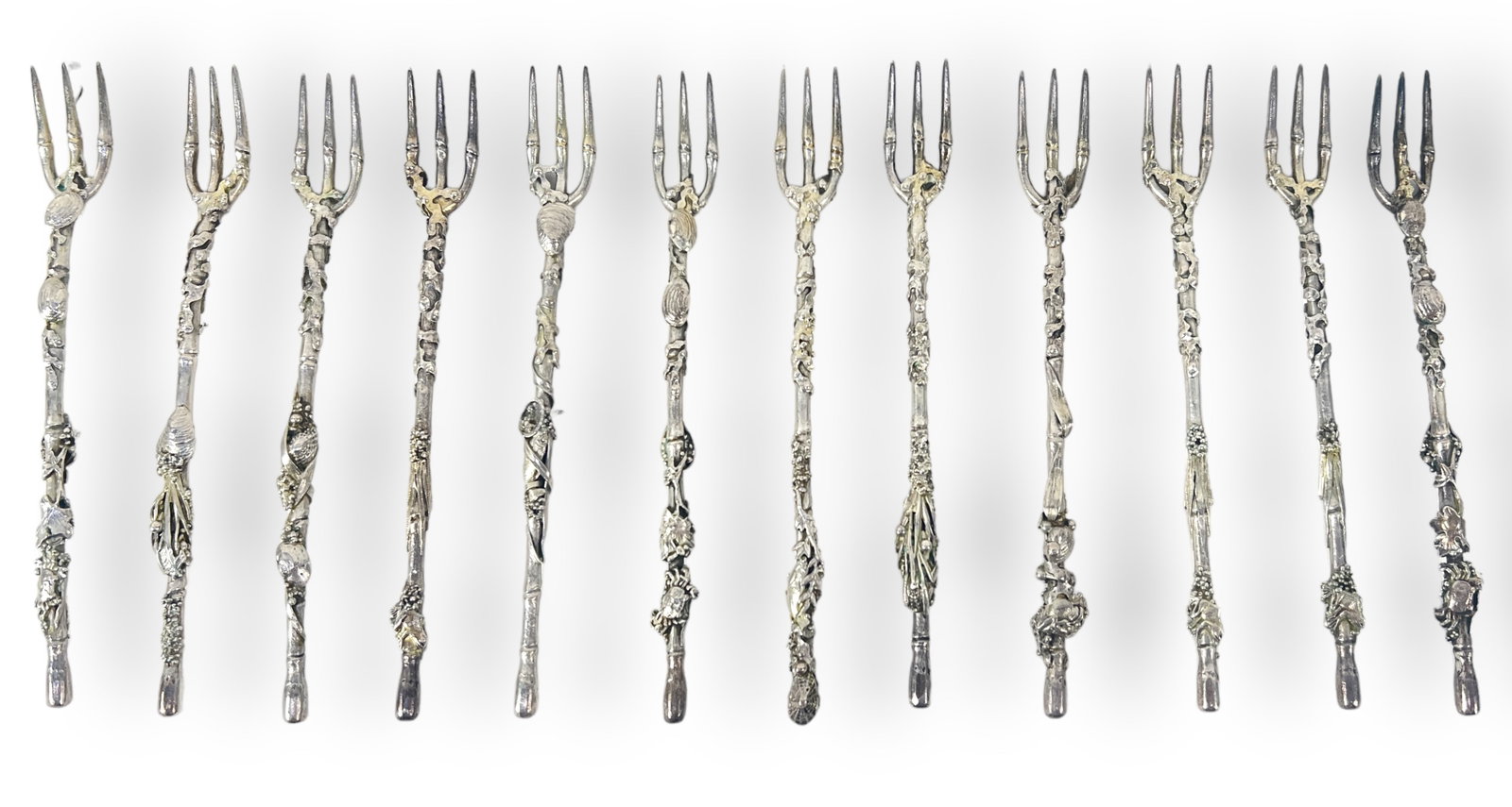 12) Sterling Silver Bluepoint Gorham Seafood Forks (1 of 5)