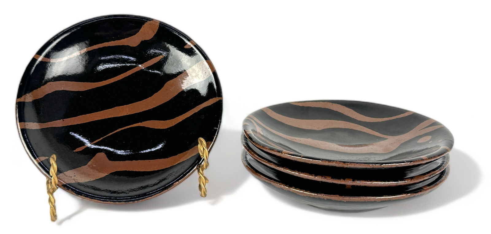 (4) Randy Johnston "Tenmoku" Pottery Plates (1 of 5)