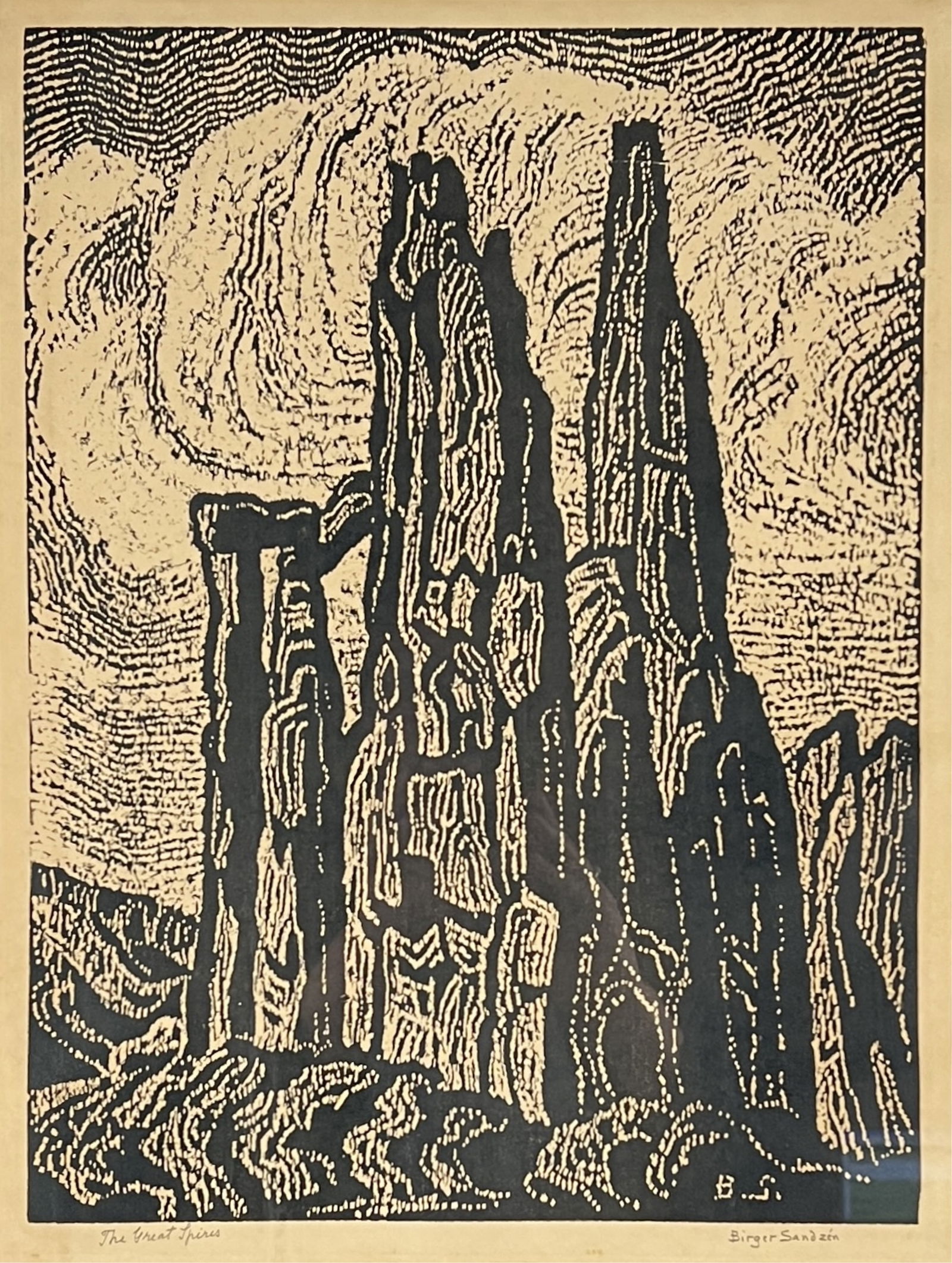 Birger Sandzen "The Great Spires" Woodblock Print (1 of 5)
